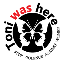 Toni was here logo stop GBV